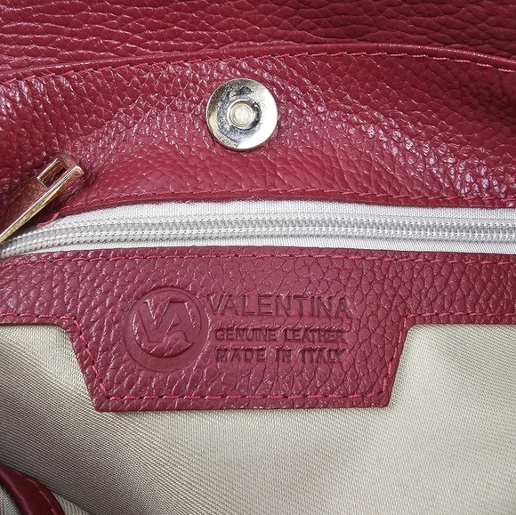 Valentina Red Pebbled Leather Triple Entry Convertible Crossbody Bag - Picture 4 of 10